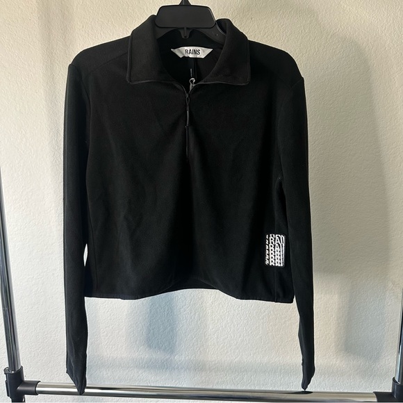 RAINS cropped half-zip fleece pullover size small NWT - Picture 3 of 5